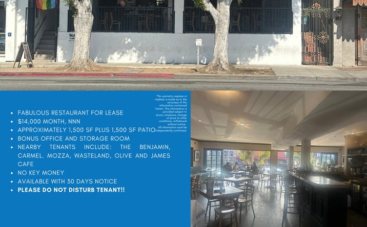 Pictures of Restaurant property located at 7469 Melrose Ave, Los Angeles, CA 90046 for lease - image #1