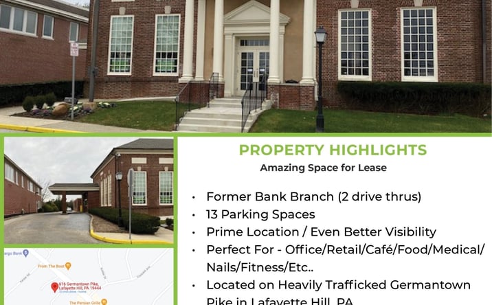 Pictures of Retail, Office property located at 616 Germantown Pike, Lafayette Hill, PA 19444 for lease - image #1