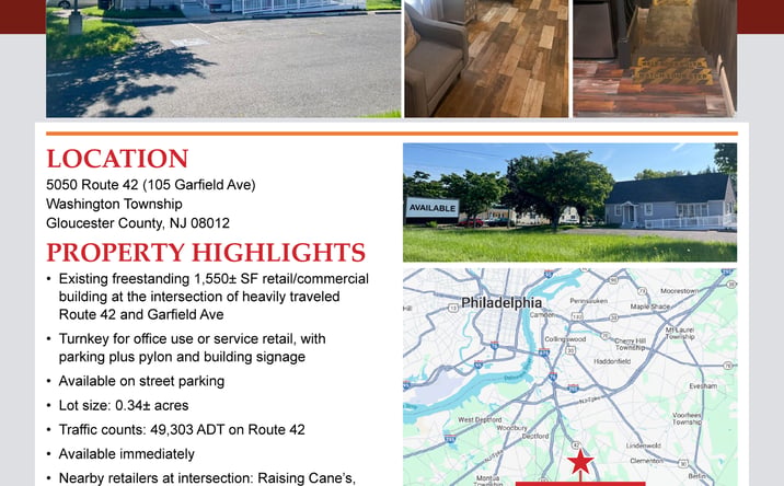 Pictures of Retail property located at 5050 Route 42 (105 Garfield Ave), Washington Township, NJ 08012 for lease - image #1