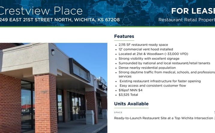 Pictures of Retail, Restaurant property located at 6249 East 21st Street North, Wichita, KS 67208 for lease - image #1