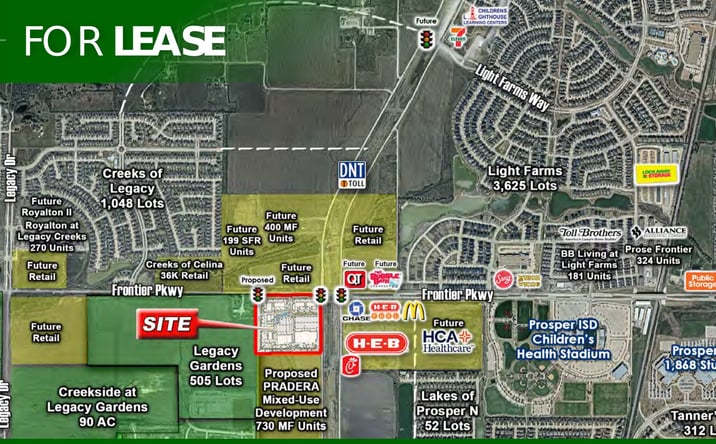 Pictures of Retail, Land property located at SWC of Dallas North Tollway and Frontier Parkway, Prosper, TX 75093 for lease - image #1