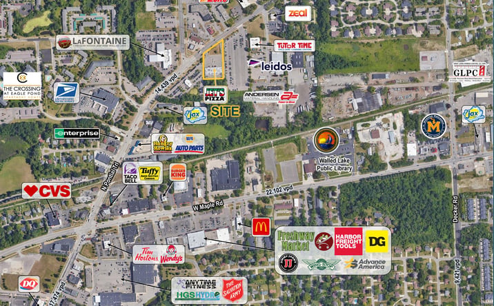 Pictures of Retail property located at 1110-1126 N. Pontiac Trail, Walled Lake, MI 48390 for lease - image #1