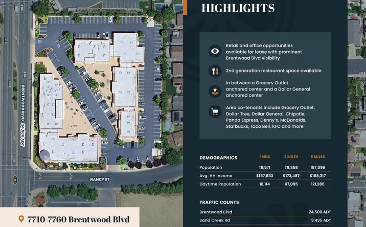 Pictures of Retail, Office, Restaurant property located at 7710-7760 Brentwood Blvd, Brentwood, CA 94513-2460 for lease - image #1