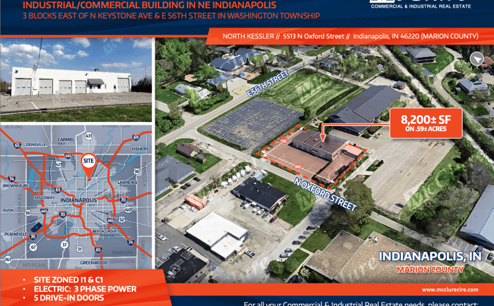 Pictures of Office, Industrial property located at 5513 N OXFORD ST, INDIANAPOLIS, IN 46220-3541 for lease - image #1