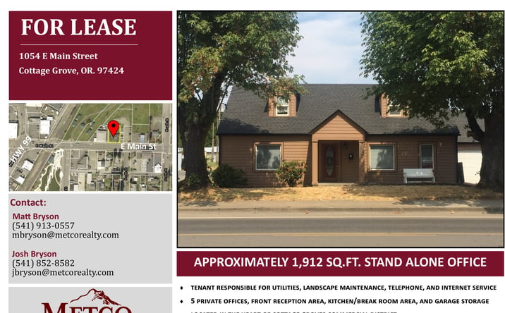 Pictures of Office property located at 1054 E Main Street, Cottage Grove, OR 97424 for lease - image #1