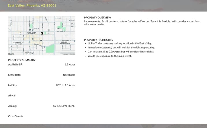 Pictures of Land property located at East Valley, Phoenix, AZ 85001 for lease - image #1