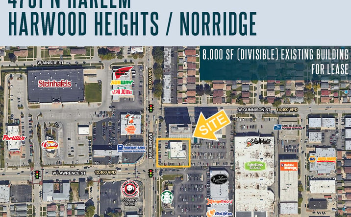 Pictures of Retail property located at 4751 North Harlem Avenue, Harwood Heights, IL 60706 for lease - image #1