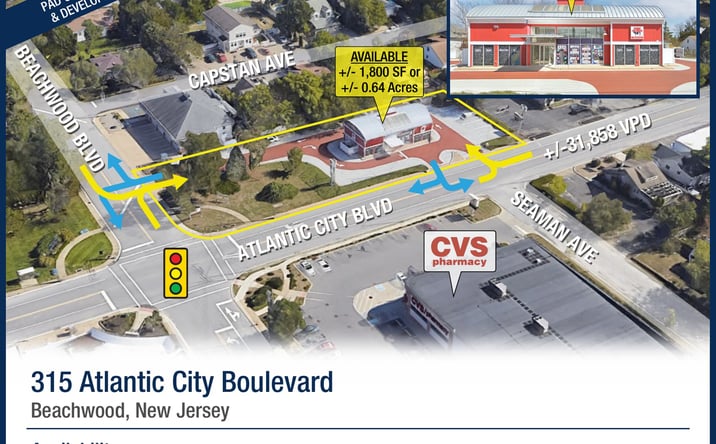 Pictures of Retail, Land property located at 315 Atlantic City Boulevard, Beachwood, NJ 08722 for lease - image #1