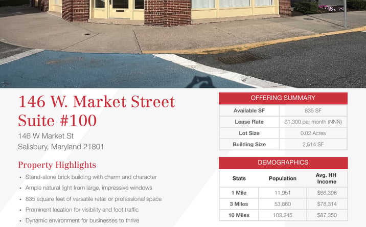 Pictures of Retail property located at 146 W Market St, Salisbury, MD 21801 for lease - image #1