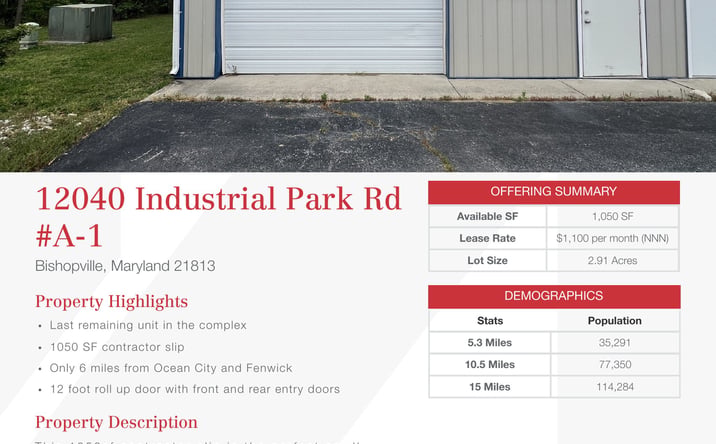 Pictures of Industrial property located at 12040 Industrial Park Rd, Bishopville, MD 21813 for lease - image #1
