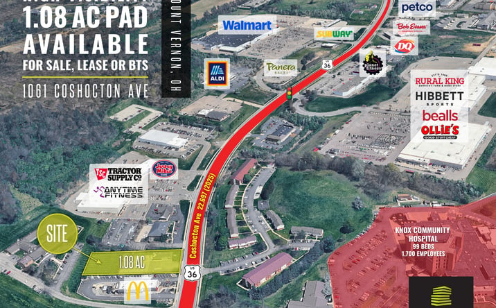 Pictures of Retail, Land, Restaurant property located at 1061 Coshocton Ave, Mount Vernon, OH 43050 for lease - image #1