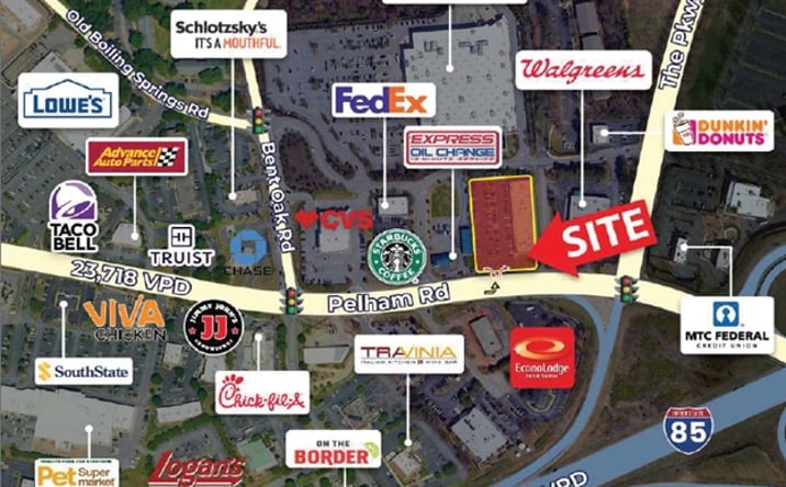 Pictures of Retail property located at 3935 Pelham Road, Greenville, SC 29615 for lease - image #1