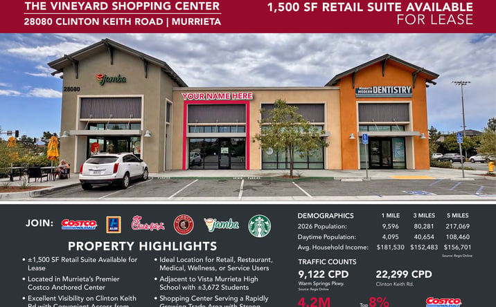 Pictures of Retail property located at 28080 Clinton Keith Road, Murrieta, CA 92563-4537 for lease - image #1
