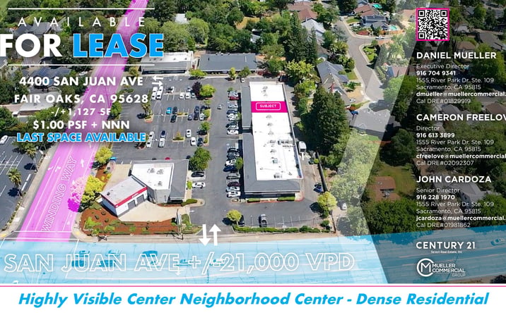 Pictures of Retail property located at 4400 San Juan Ave, Fair Oaks, CA 95628 for lease - image #1
