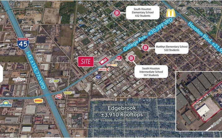 Pictures of Land property located at 0, 1303, & 1309 College Ave, South Houston, TX 77587 for lease - image #1