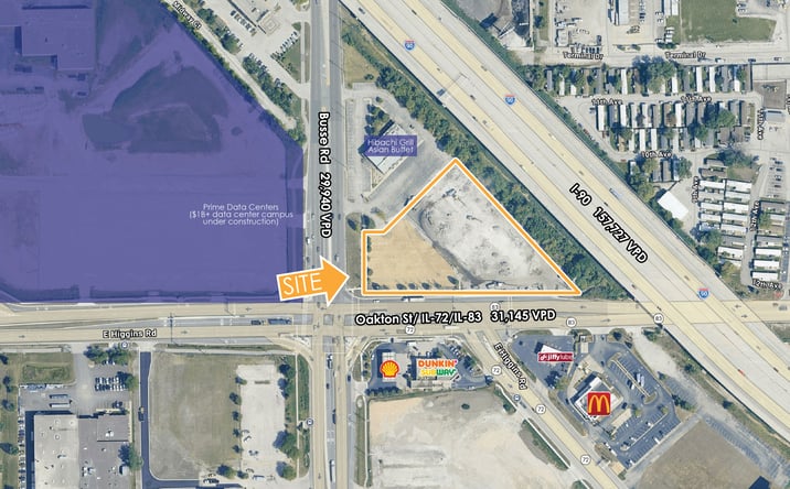 Pictures of Retail, Land, Restaurant property located at 1800 Oakton Street, Elk Grove Village, IL 60007 for lease - image #1