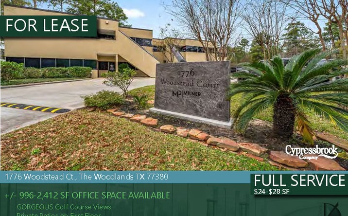 Pictures of Office property located at 1776 Woodstead Ct, Spring, TX 77380 for lease - image #1
