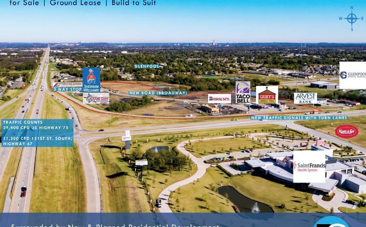 Pictures of Land property located at 151st & Highway 75 (0.75-6 Acres), Glenpool, OK 74033 for lease - image #1