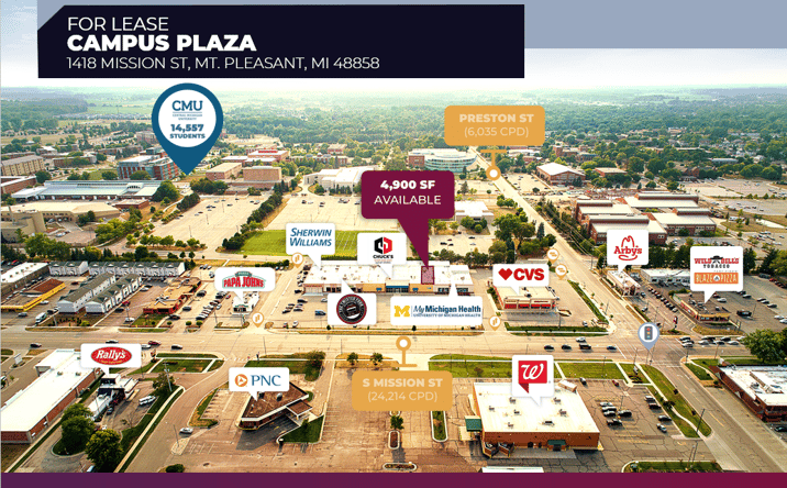 Pictures of Retail property located at 1418 Mission St, Mount Pleasant, MI 48858 for lease - image #1