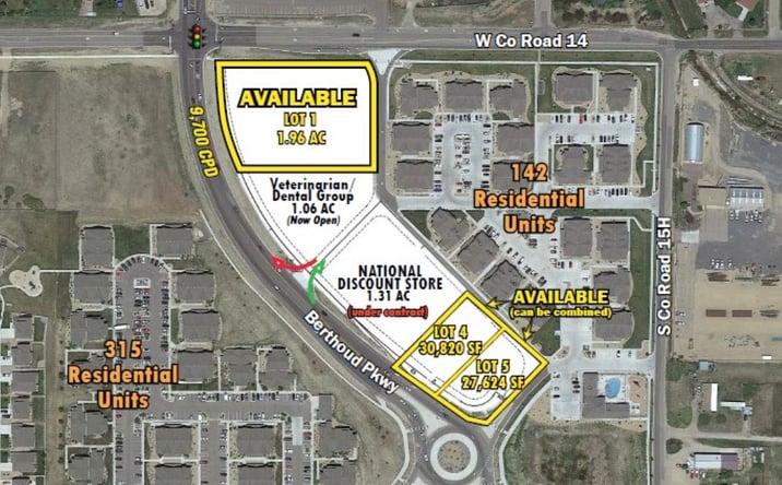 Pictures of Land property located at SEC W CO ROAD 14 & BERTHOUD PKWY, Campion, CO 80537 for lease - image #1