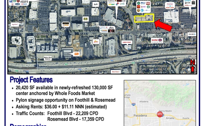 Pictures of Retail property located at 3801 E Foothill Blvd, Pasadena, CA 91107 for lease - image #1