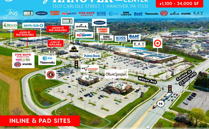 Pictures of Retail property located at 1301 Carlisle St, Hanover, PA 17331 for lease - image #1