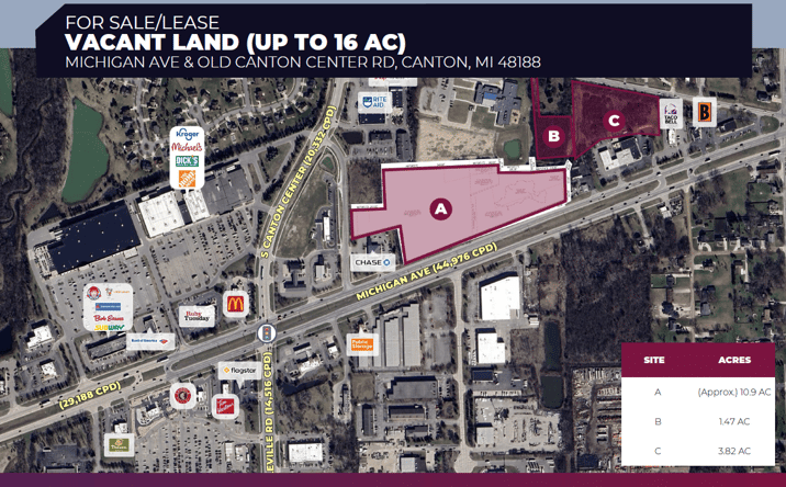 Pictures of Retail, Land property located at Michigan Ave & Old Canton Center Rd, Canton, MI 48188 for lease - image #1