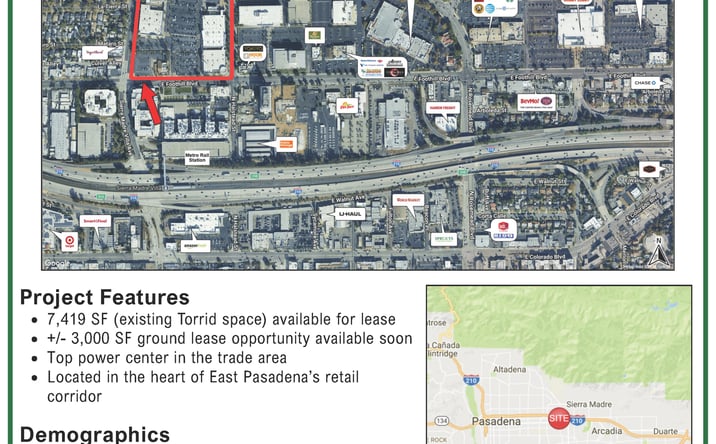Pictures of Retail property located at 3341 E Foothill Blvd, Pasadena, CA 91107 for lease - image #1