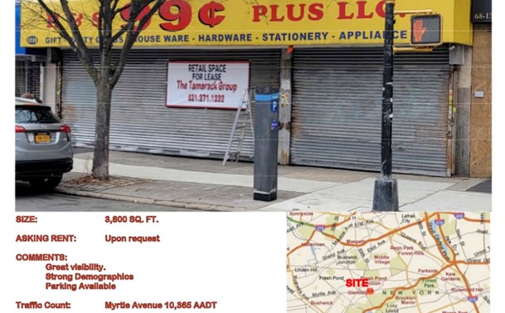 Pictures of Retail property located at 74-68 Myrtle Ave, Queens, NY 11385 for lease - image #1
