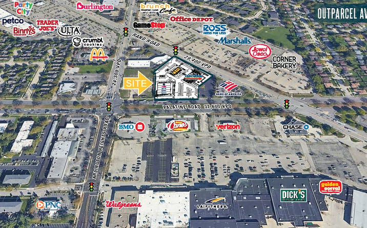 Pictures of Retail property located at Corner of Rand Road & Palatine Road, Arlington Heights, IL 60004 for lease - image #1