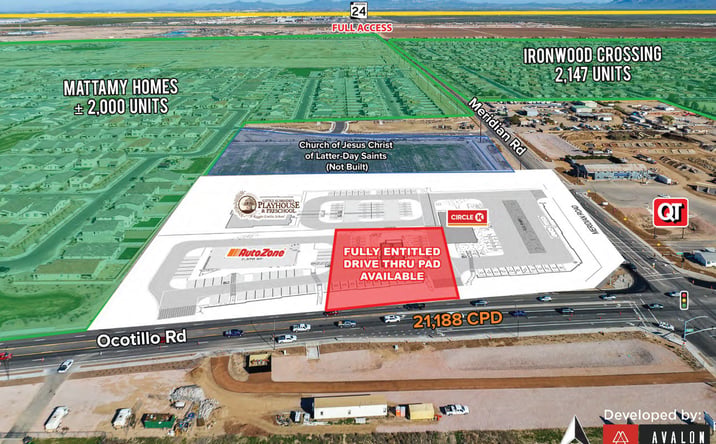 Pictures of Retail, Land property located at NWC Ocotillo Rd & Meridian Rd, Queen Creek, AZ 85140 for lease - image #1