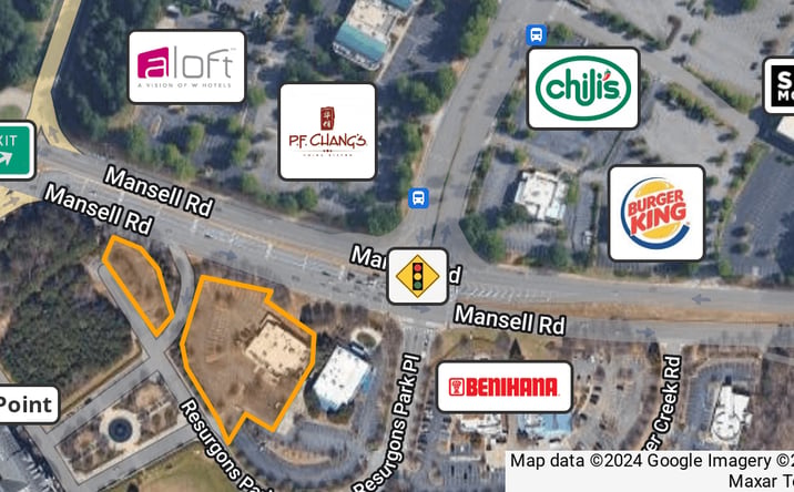Pictures of Retail, Land, Restaurant property located at 2335 Mansell Road, Alpharetta, GA 30022 for lease - image #1