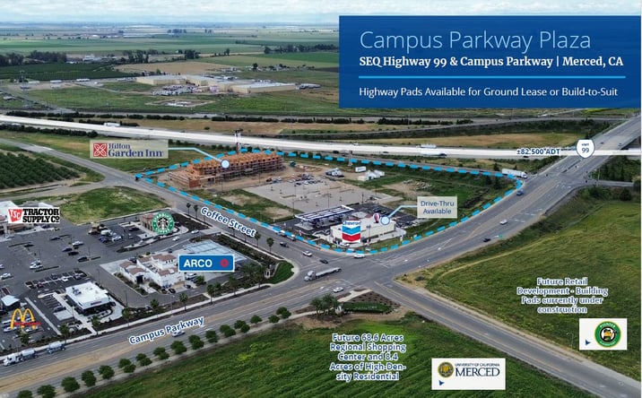 Pictures of Retail, Land property located at Southeast Quadrant Highway 99 & Campus Parkway, Merced, CA 95341 for lease - image #1