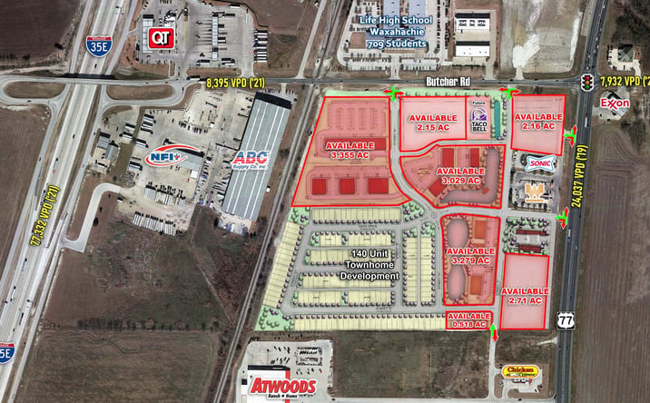 Pictures of Retail, Land property located at SWC US-77 & Butcher Rd, Waxahachie, TX 75165 for lease - image #1