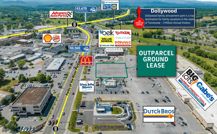 Pictures of Retail, Land, Restaurant property located at Forks of the River Pkwy, Sevierville, TN 37862 for lease - image #1