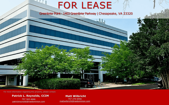 Pictures of Office property located at 1403 Greenbrier Parkway, Chesapeake, VA 23320 for lease - image #1