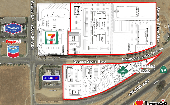Pictures of Retail, Land, Restaurant property located at 36.997815, -120.107197, Madera, CA 93637 for lease - image #1