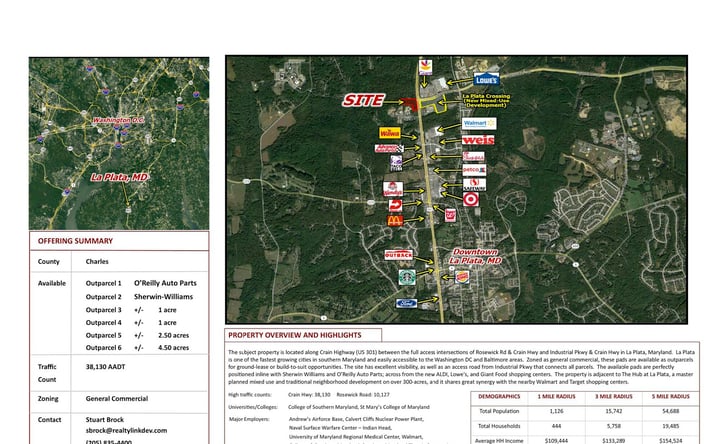 Pictures of Retail, Restaurant, Land property located at Crain Hwy, La Plata, MD 20646 for lease - image #1