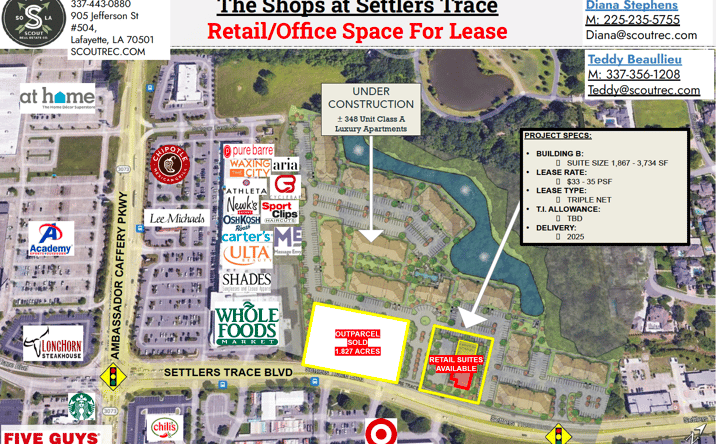 Pictures of Retail, Office property located at Settlers Trace Blvd, Lafayette, LA 70508 for lease - image #1