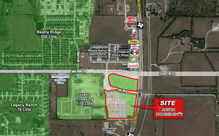 Pictures of Retail, Office, Land, Restaurant property located at SWC FM-156 & John Wiley Rd, Justin, TX 76247 for lease - image #1