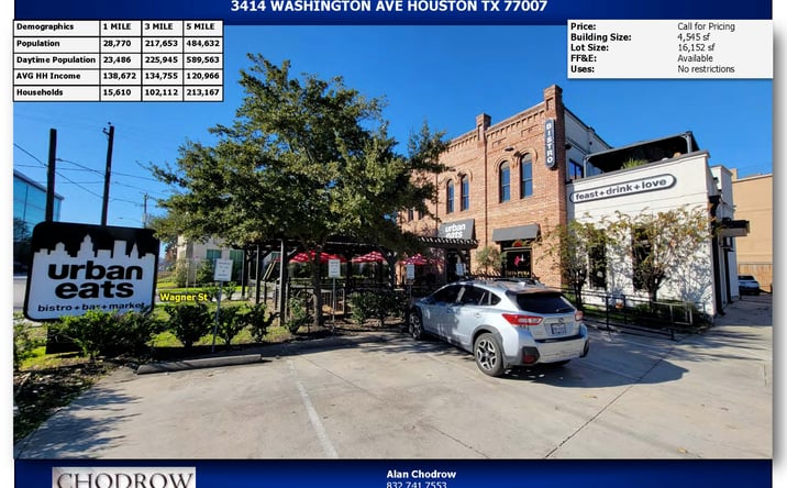 Pictures of Restaurant property located at 3414 Washington Ave, Houston, TX 77007 for lease - image #1