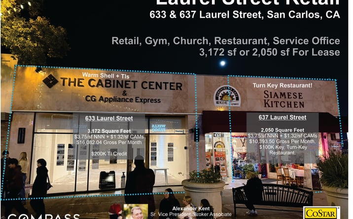 Pictures of Retail, Office, Restaurant property located at 633 Laurel St, San Carlos, CA 94070 for lease - image #1