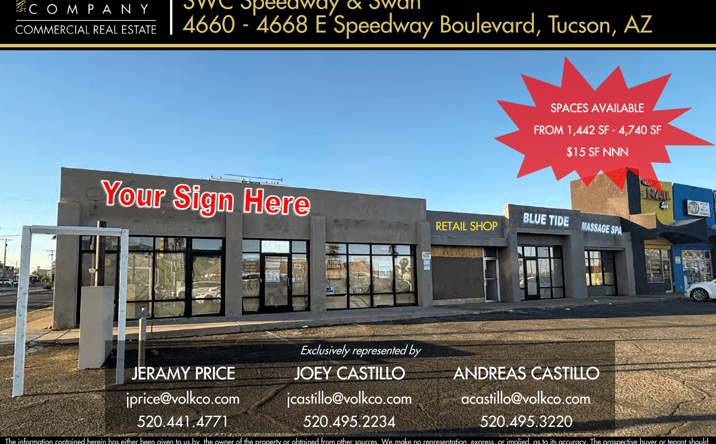 Pictures of Retail property located at 4660-4668 E Speedway, Tucson, AZ 85712 for lease - image #1