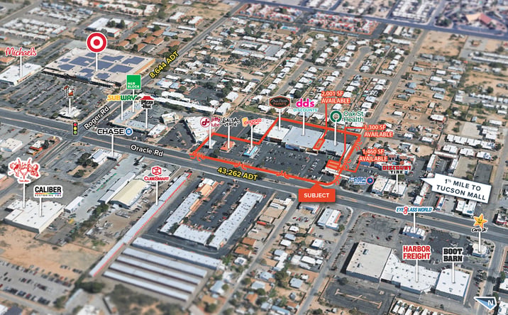 Pictures of Retail, Office property located at 3802-3850 & 3872-3896 N Oracle Rd, Tucson, AZ 85705 for lease - image #1