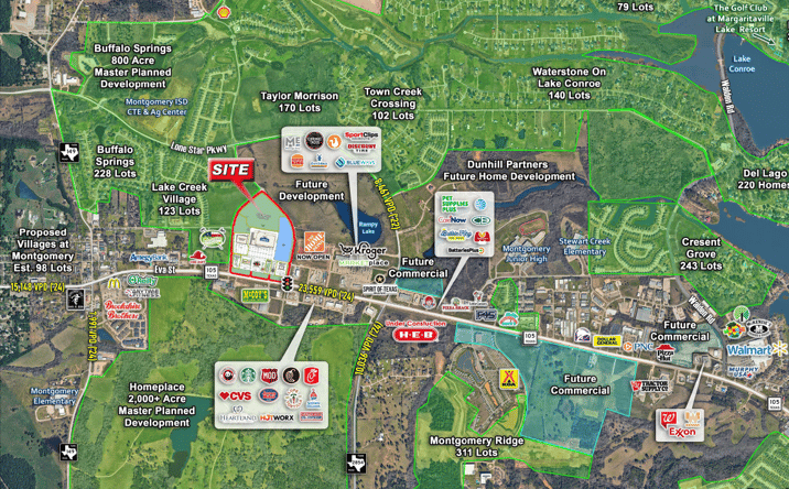 Pictures of Retail, Restaurant property located at NWQ of Hwy 105 & Buffalo Springs Dr, Montgomery, TX 77356 for lease - image #1