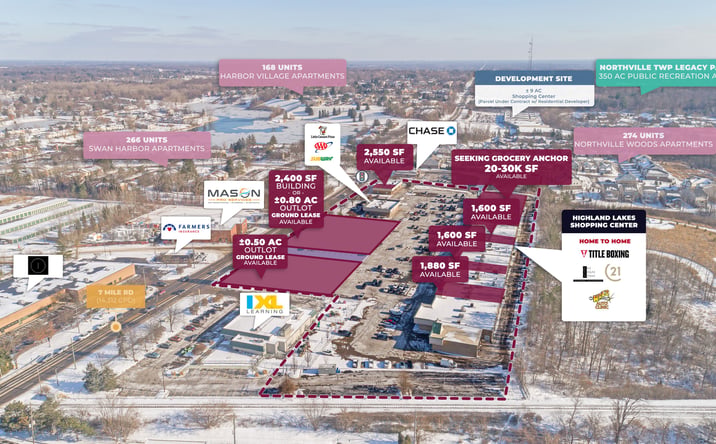 Pictures of Retail property located at 42925-43291 7 Mile Rd, Northville, MI 48167 for lease - image #1