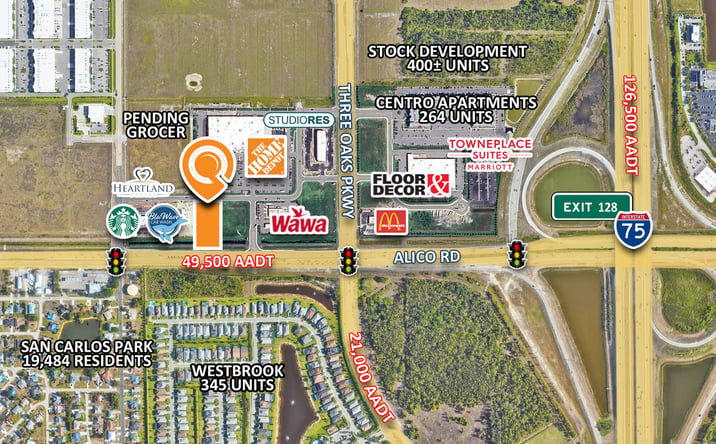 Pictures of Retail, Land property located at 16991 Three Oaks Marketplace Dr, Fort Myers, FL 33912 for lease - image #1