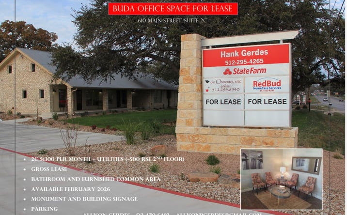 Pictures of Office property located at 610 Main St, Buda, TX 78610 for lease - image #1
